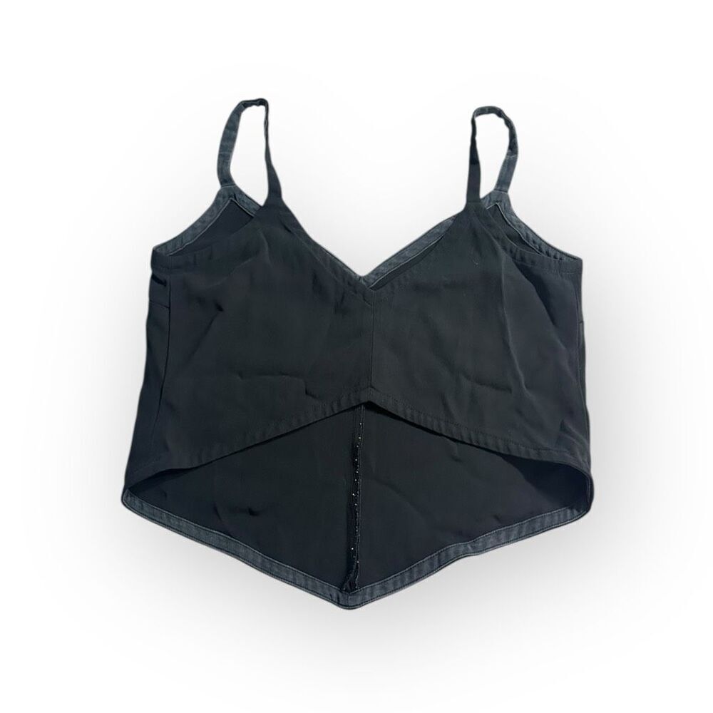 ALC Women's Size 4 Black 100% Silk Sleeveless Tank Top Cropped Top Baby Doll